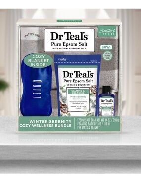 Dr Teal's Winter Serenity Cozy Wellness Bundle - Blue Eye Mask & Bath Set